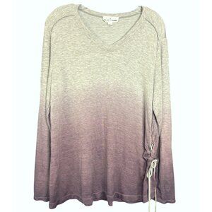 Soft Long Sleeve V-Neck Top With Adjustable Side Tie Detail L